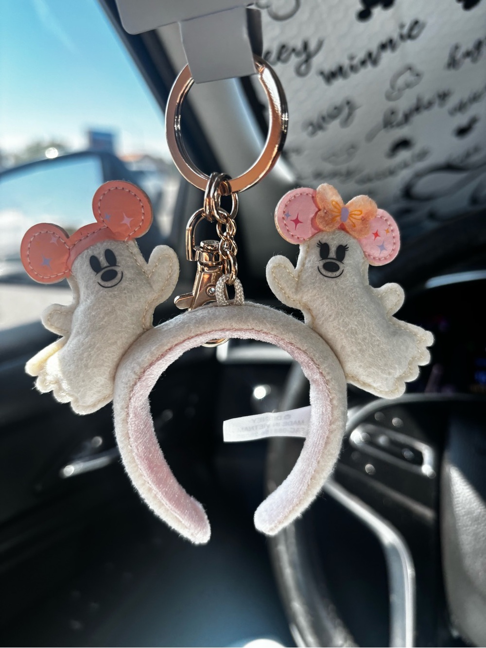 Disney Parks 2026 Ghost Headband Bag Charm Keychain New
